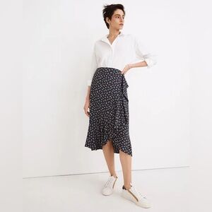 NWT Madewell Ruffle-Wrap Midi Skirt in Spring Fling